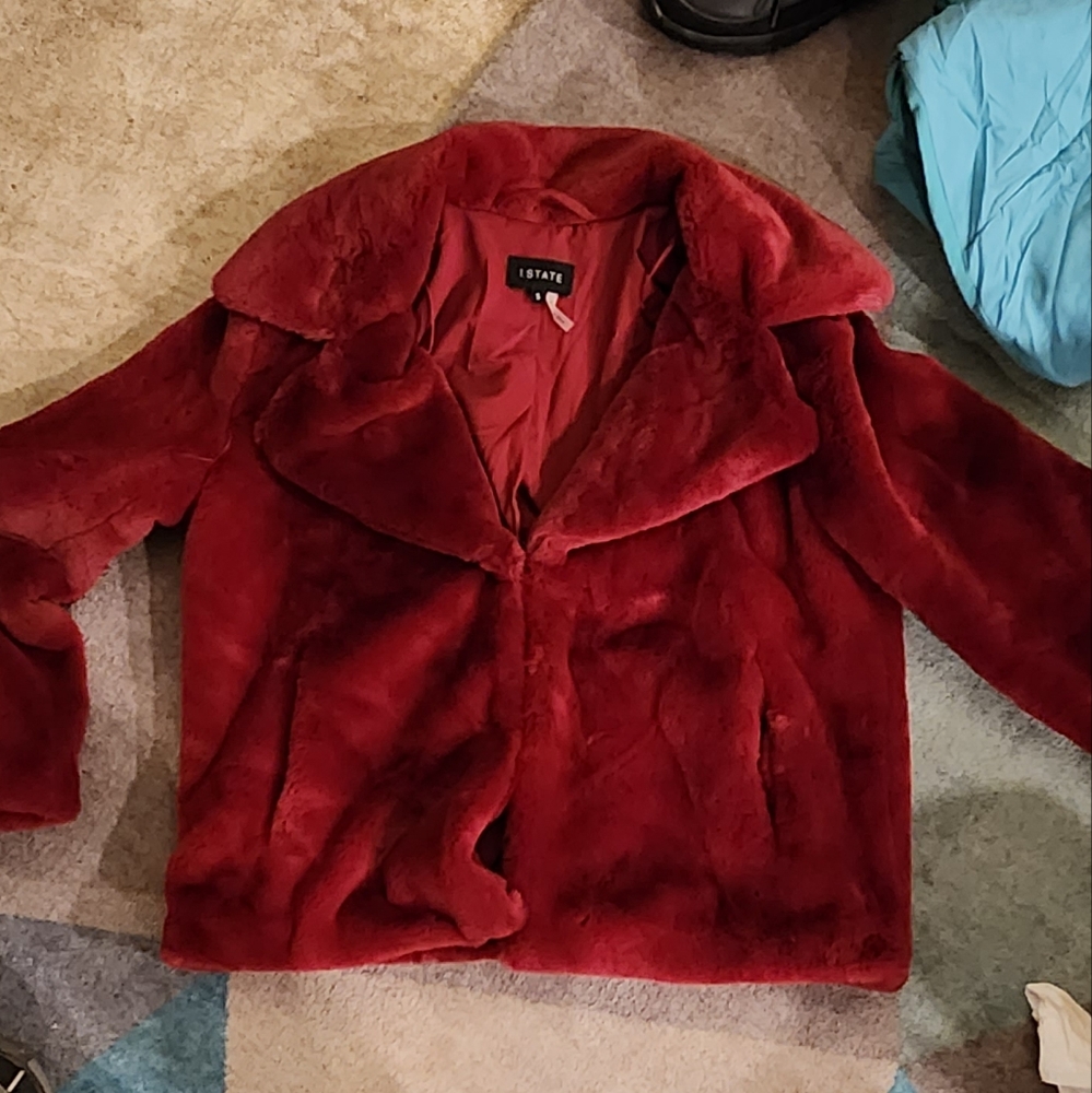 Faux fur maroon jacket